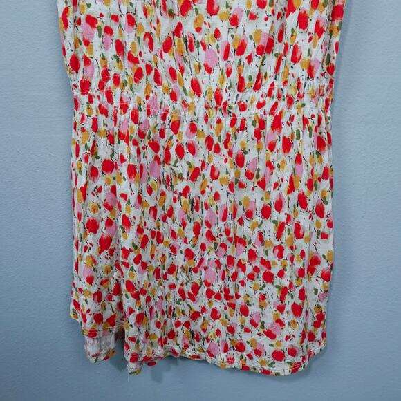 French Connection UK Style Dancing Tulips Draped Neck Top Sz XL Red Beige Floral - Picture 13 of 13
